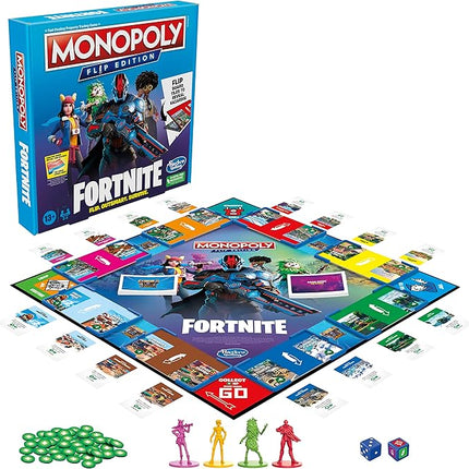 Hasbro Gaming Monopoly Flip Edition: Fortnite Board Game for Ages 13 Game Inspired by Fortnite Video Game, Board Games for Teens and Adults, 2-4 Players