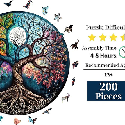 Wooden Puzzle for Adults, 200 Pcs Wood Puzzles Adult, Irregular Animal Shaped Unique Puzzles for Adults, Creative Gift