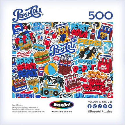 RoseArt - Snack Assortment - Pepsi Cola - 500 Piece Jigsaw Puzzle, Nostalgic Pepsi Design for Adults