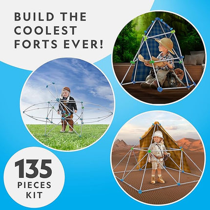 NATIONAL GEOGRAPHIC Kids Fort Building Kit - 135-Piece Indoor Fort Builder, Creative Play, STEM Building Toys for Kids Ages 6 7 8 9 10 11 12, Blanket Fort (Amazon Exclusive)