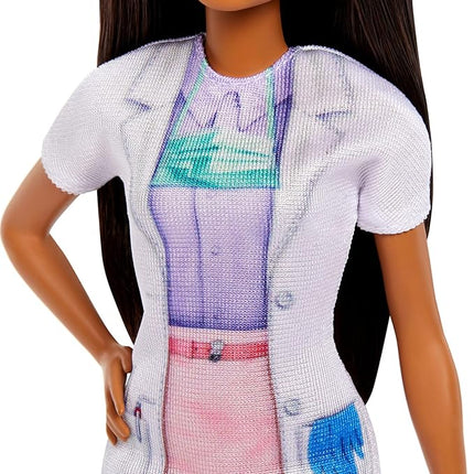 Barbie Dentist with Brunette Fashion Doll with Blue Dress and Lab Coat, 1 Kid Doll, Medical Doctor Furniture & Accessories