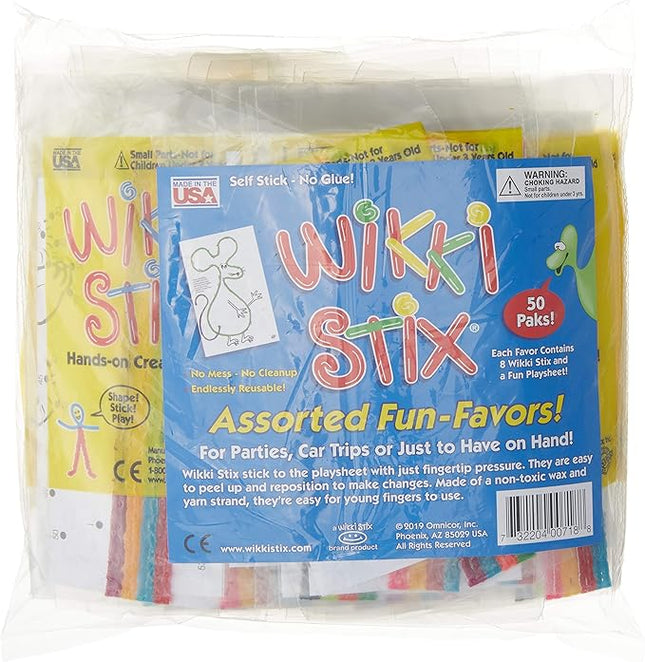 Wikki Stix Fun Paks, Contains 50 Individual paks! Great for Parties, Travel, classrooms, Award/incentives, Restaurants and Christmas Gift Giving, Made in The USA