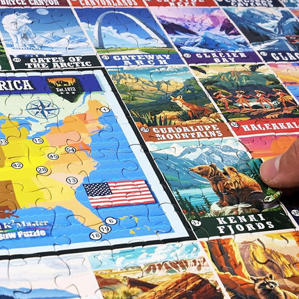 Think2Master Colorful Vintage USA National Parks 500 Pieces Large Format Jigsaw Puzzle for Kids 12+, Teens, Adults & Families. Great Gift for People Interested in Traveling. Size: 26.8” X 18.9”