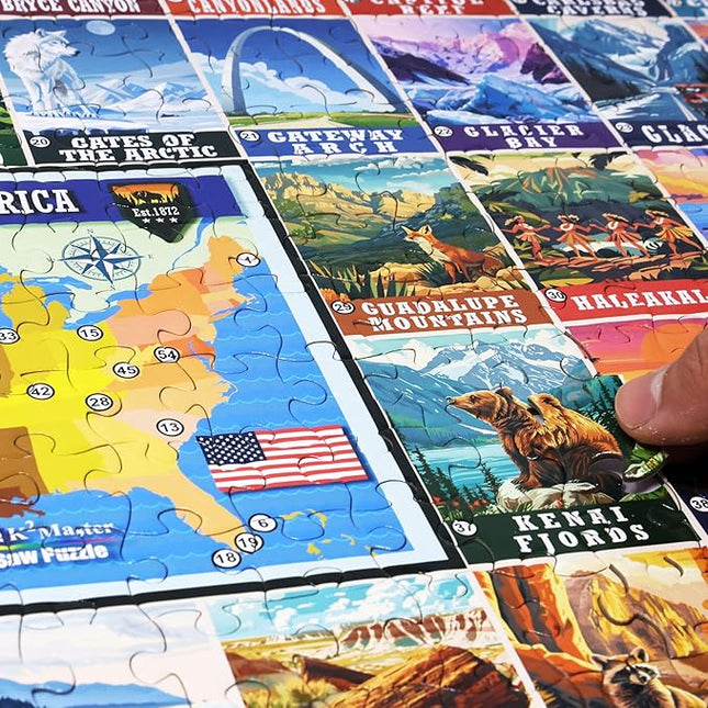Think2Master Colorful Vintage USA National Parks 500 Pieces Large Format Jigsaw Puzzle for Kids 12+, Teens, Adults & Families. Great Gift for People Interested in Traveling. Size: 26.8” X 18.9”