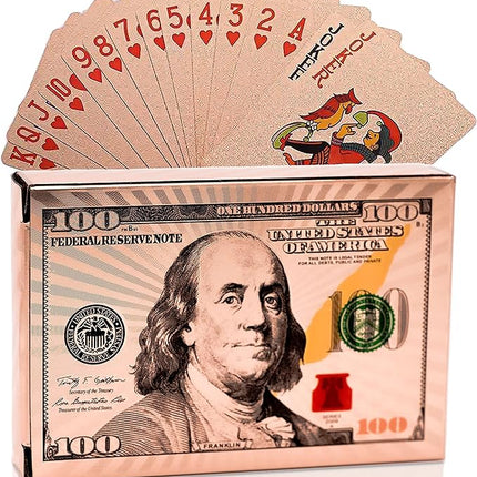 Magic Kiss Waterproof Gold and Silver Foil Poker Playing Cards, Deck of Plastic Playing Cards Gift (Rose Gold B 1 Deck)