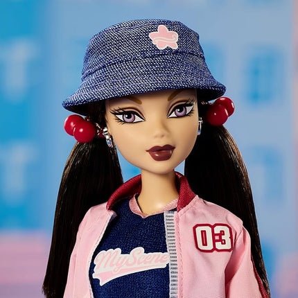 Barbie Signature My Scene Nolee Doll and Accessories, Y2K-Inspired Outfit with Sporty Matching Set, Cropped Jacket, Leg Warmers and Doll Stand