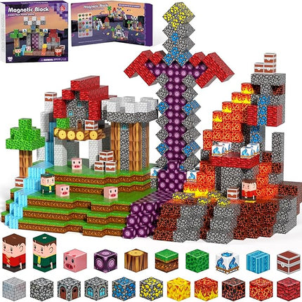Magnetic Blocks, Magnetic Building Blocks 100pcs, Magnetic Blocks for Kids Ages 4-8, Magnetic Cubes STEM Sensory Toys for Ages 3+ Toddlers Boys & Girls–Christmas Birthday Party Kids Gifts