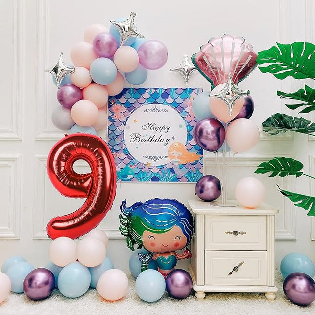 Smlpuame 40 inch Number Balloon 0-9 Red Large Number 9 Balloons,Digital Balloons for Birthday Party Celebration Decorations Supplies, Helium Foil Number Balloons for Wedding Anniversary