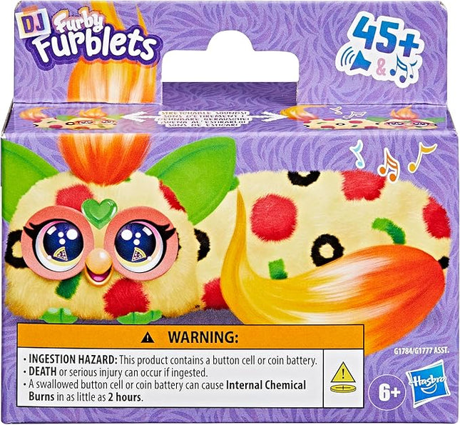 FURBY DJ Furblets Pepp-Oh-Roni Mini Electronic Plush Toy with Funny Stretchable Sound Effects & Music, Speaks Furbish, Pizza Colors
