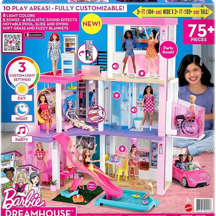 Barbie DreamHouse Dollhouse with 75+ Accessories and Wheelchair Accessible Elevator, 10 Play Areas, 3 Custom Light Settings & Music (Amazon Exclusive)