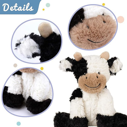 Hopearl Adorable Plush Cow Toy Floppy Dairy Cattle Soft Stuffed Animal Cute Birthday Gifts for Boys Girls Kids Toddlers, 9''