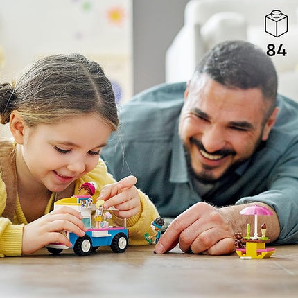 LEGO Friends Ice-Cream Truck Building Toy Pretend Play Gift for Kids Girls Boys Ages 4 and Up, Featuring Toy Van, Andrea & Roxy Mini-Dolls, Toy Dog and Accessories, 41715