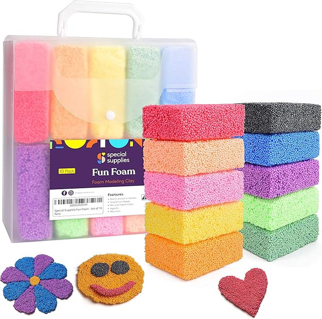 Special Supplies Fun Foam Modeling Foam Beads Play Kit, Children’s Educational Clay for Arts Crafts Kindergarten, Preschool Kids Toys Develop Creativity, Motor Skills (10)