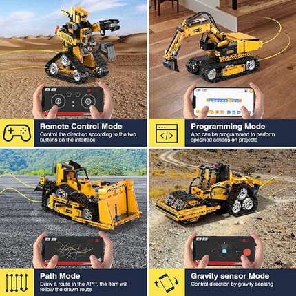 5 in 1 STEM Robot Building Kit, 535 Pcs Remote Control Excavator Science Educational Kit, Technic Coding Robotic Toys Gift for Kids 6 7 8 9 10 11 12+ Years Old Boys Girls
