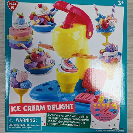 Color Dough Sets for Kids Ages 4-8, Play Kitchen Ice Cream Maker Color Dough Set for Kids Ages 3+, Arts Crafts play Food Toys for Girls Boys,8 Cans of Modeling Compound,2 oz Cans,Multicolor