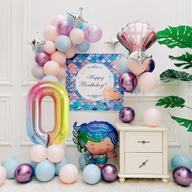 Smlpuame 40 Inch Number Balloons 0-9 Rainbow Gradient Large Number 0 Balloons, Digital Balloons for Birthday Party Celebration Decorations, Helium Foil Number Balloons for Wedding Anniversary
