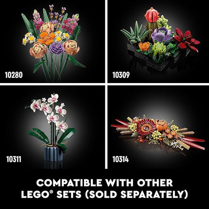 LEGO Botanicals Artificial Wildflower Bouquet - Fake Indoor Flowers Building Set for Home, Kitchen, Desk Decoration, Adults Ages 18+ - Gift for Birthdays - 10313