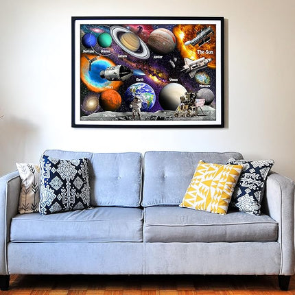 Think2Master Solar System & Space Exploration 500 Pieces Large Format Jigsaw Puzzle for Kids 12+, Teens, Adults & Families. Great Gift for stimulating Learning About Astronomy. Size: 26.8” X 18.9”