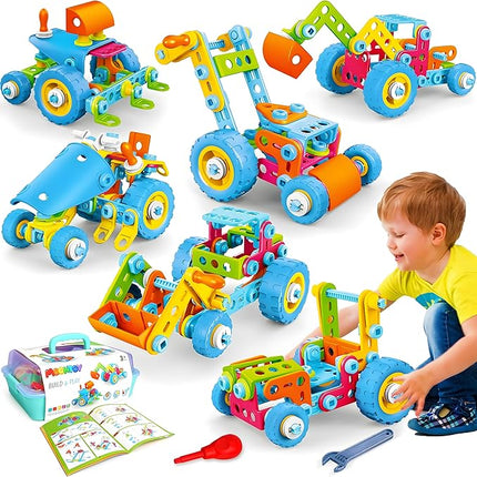 MOONTOY STEM Toys for 3 4 5 6 7 8+ Year Old Boy Easter Gifts Easter Basket Stuffers, Toddler 3-5 Block Stem Kits Building Toys for Kids Ages 4-8 5-7 6-8 4-6 8-12 Erector Set Creative Activities 118pcs