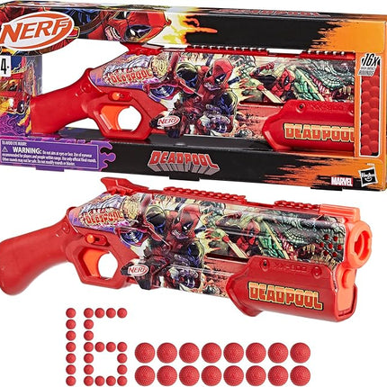 Nerf Marvel Deadpool Blaster, 16 Nerf Rival Accu-Rounds, Pump Action, Breech Load, Gifts for Teens, 14+
