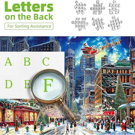 Blueforest Christmas Jigsaw Puzzle 1000 Pieces for Adults - 27.5x19.7 Inches City Night Scene with Santa Sleigh, Challenging Fun Adult Puzzles Home Decor