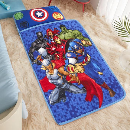Super Soft Plush Toddler Quilted Nap Mat with Built in Blanket and Pillow