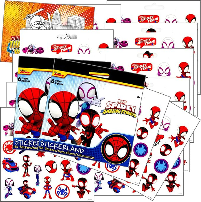 Spidey Stickers Party Favors Set Includes Spidey Party Sticker Sheets, Superhero Postcard Craft