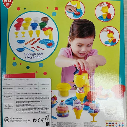 Color Dough Sets for Kids Ages 4-8, Play Kitchen Ice Cream Maker Color Dough Set for Kids Ages 3+, Arts Crafts play Food Toys for Girls Boys,8 Cans of Modeling Compound,2 oz Cans,Multicolor