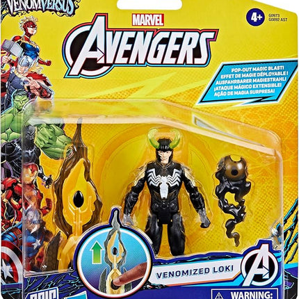 Avengers Marvel VenomVersus Epic World of Action Venomized Loki Figure with Battle Gear Accessories, 4-Inch Super Hero Toys for Kids Ages 4+