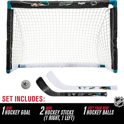 Franklin Sports NHL Mini Hockey Set - Kids Indoor Knee Hockey Goal, Ball, + 2 Stick Combo - Youth Team Indoor Toy Set - Official - Ages 3+