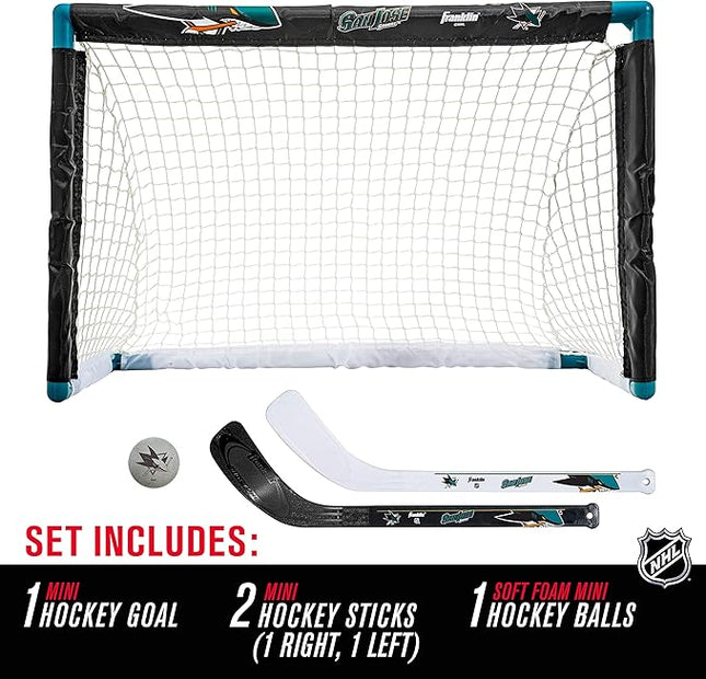 Franklin Sports NHL Mini Hockey Set - Kids Indoor Knee Hockey Goal, Ball, + 2 Stick Combo - Youth Team Indoor Toy Set - Official - Ages 3+
