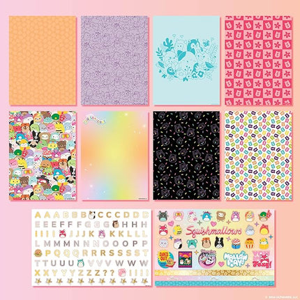 Squishmallows Original DIY Journaling Set, Journaling Kit with Gel Pens, Stickers, Sticky Notes, and Gems, Scrapbook for Kids, Cute Stationary Set, Notebook for Girls, Diary for Girls Ages 8-12