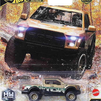 Hot Wheels Premium Car Culture Off Road 1:64 Scale Die-Cast 2017 Ford F-150 Raptor Vehicle with Real Riders Tires & Metal/Metal Body & Chassis