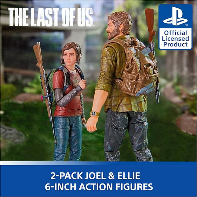 PlayStation The Last of US, 2-Pack 6” Joel & Ellie Action Figures with 19 Accessories, The Shapes Collection, for PS5 Fans & Collectors Ages 17+