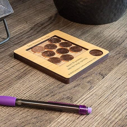 10 Penny Puzzle - Coffee Table Puzzle - Executive Toy - Wood Brain Teaser