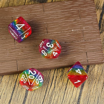 HDdais 7PCS Rainbow-Pride Polyhedral Dice Set, Homosexual Flag D&D Dice for Dungeons and Dragons, DND Dice for RPG and Other Table Games