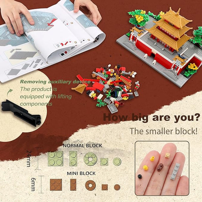 Micro Building Blocks for Adults Age of 14+ 2236 PCS Chinese House Asian Architecture Creative DIY Construction for Stress Relief & Home Decor - Yueyang Tower
