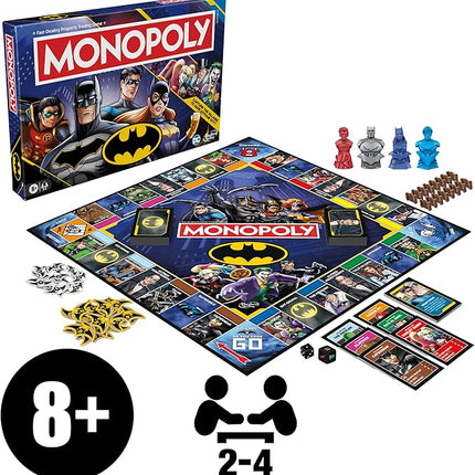 Monopoly Batman Edition Board Game | Monopoly Game for Batman Fans | Ages 8 and Up | 2 to 4 Players | Family Games | Strategy Games for Kids and Adults (Amazon Exclusive)