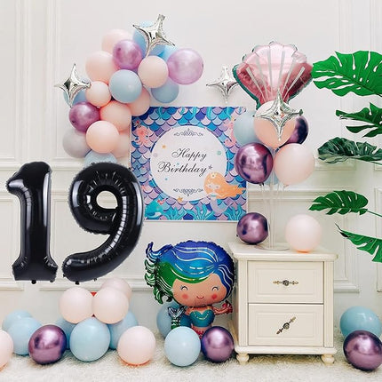 Smlpuame 40 inch Number Balloon 0-9 Black Large Number 19 Balloons,Digital Balloons for Birthday Party Celebration Decorations Supplies, Helium Foil Number Balloons for Wedding Anniversary