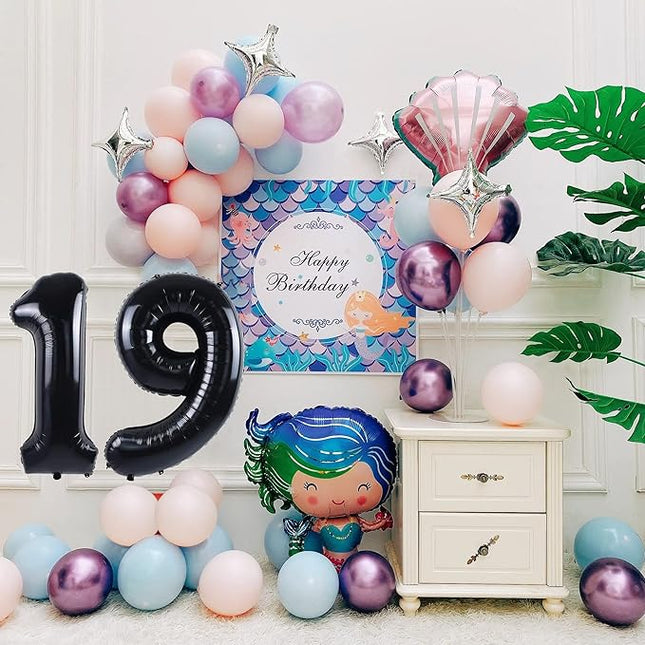 Smlpuame 40 inch Number Balloon 0-9 Black Large Number 19 Balloons,Digital Balloons for Birthday Party Celebration Decorations Supplies, Helium Foil Number Balloons for Wedding Anniversary