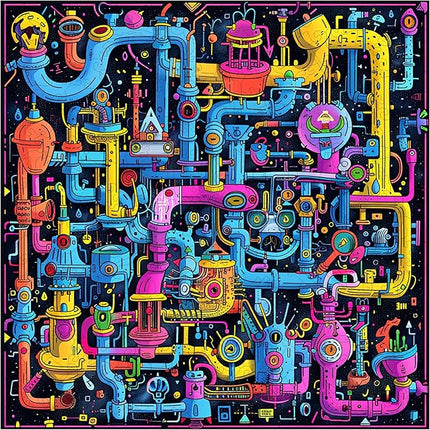 Wooden Jigsaw Puzzle for Adults - Challenging 300 Piece Puzzle with Cool Shapes - Mind Bending Brain Teaser Collection (Sci-Fi Sewer)