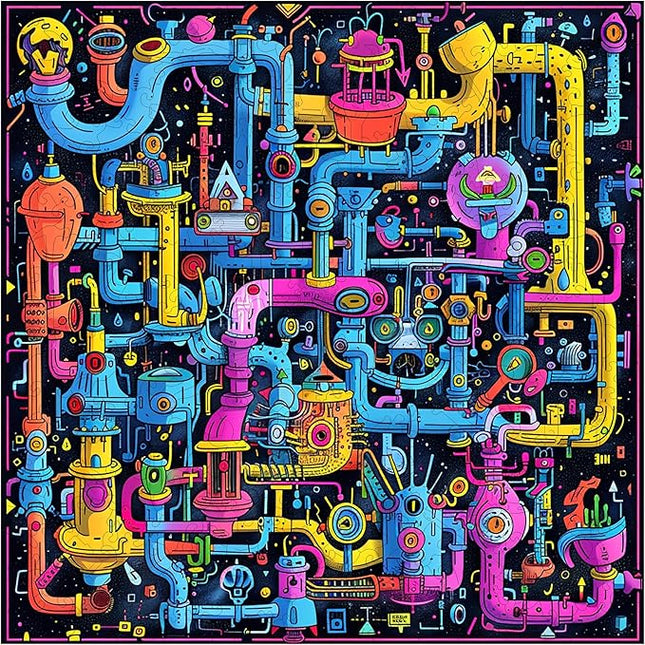 Wooden Jigsaw Puzzle for Adults - Challenging 300 Piece Puzzle with Cool Shapes - Mind Bending Brain Teaser Collection (Sci-Fi Sewer)