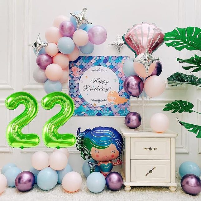 Smlpuame 40 inch Number Balloon 0-9 Green Large Number 22 Balloons,Digital Balloons for Birthday Party Celebration Decorations Supplies, Helium Foil Number Balloons for Wedding Anniversary
