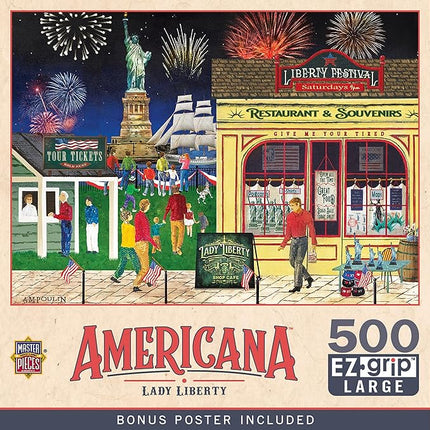 MasterPieces 500 Piece EZ Grip Jigsaw Puzzle for Adults, Family, Or Youth - Lady Liberty - 19.25"x26.75"