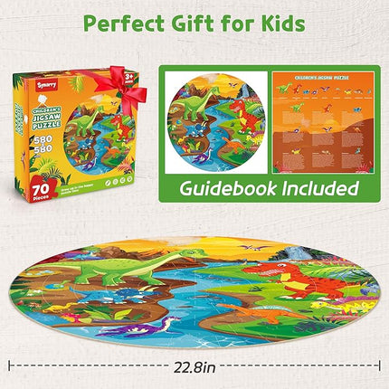 SYNARRY Floor Puzzles for Kids Ages 4-6, Large 70 Piece Dinosaur Puzzles for Toddlers Ages 2-4, Dinosaur Puzzles for Kids 4-8, Preschool Toys Gifts for 3 4 5 6 7 8 Years Old Toddlers Boys Girls Child