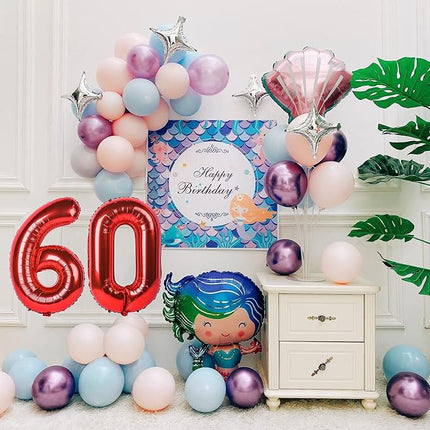 Smlpuame 40 inch Number Balloon 0-9 Red Large Number 60 Balloons,Digital Balloons for Birthday Party Celebration Decorations Supplies, Helium Foil Number Balloons for Wedding Anniversary