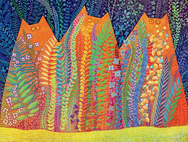 Buffalo Games - Kathryn Kramer Waters - Three Cats in The Garden - 750 Piece Jigsaw Puzzle for Adults -Challenging Puzzle Perfect for Game Nights - Finished Size is 24.00 x 18.00