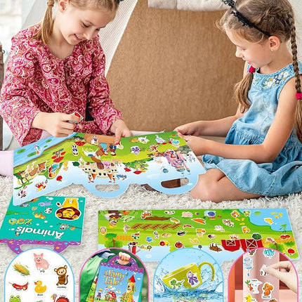 Reusable Sticker Book for Toddlers 2-4 Years, Stickers for Kids, Toddler Sticker Book Ages 1-3, Toddler Craft Activities, Toddlers Travel Toys Ages 2+ Boy Girl Birthday Gifts