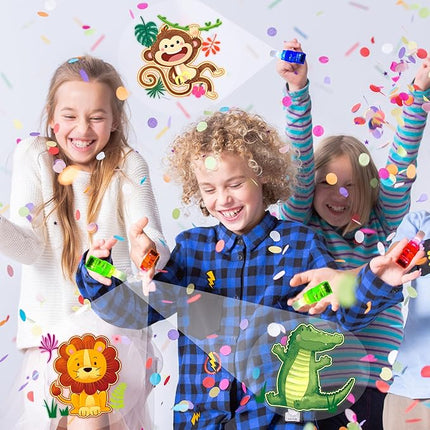 24PCS Jungle Safari Party Favors-LED Finger Lights：Glow-in-the-Dark Light-Up Toys Bulk for Kids,Animal Theme Birthday Party Decorations Supplies, Party Goodie Bags, Classroom Prizes, Fun Gifts