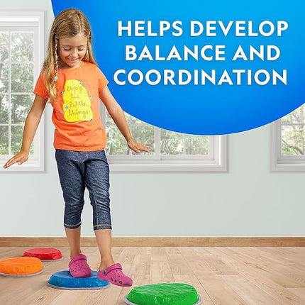 NATIONAL GEOGRAPHIC Stepping Stones for Kids – 6 Durable Non-Slip Stones Encourage Toddler Balance & Gross Motor Skills, Indoor & Outdoor Toys, Balance Stones, Obstacle Course (Amazon Exclusive)